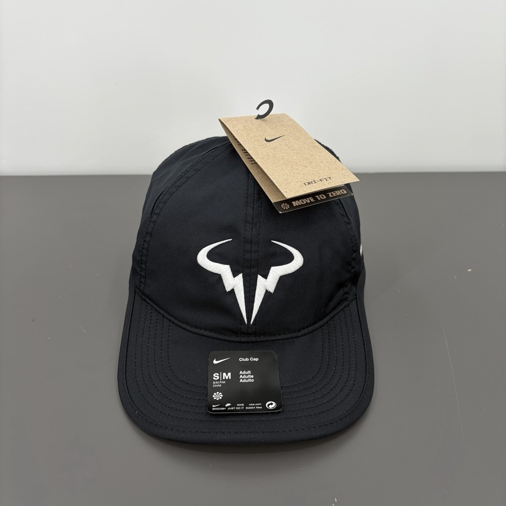 Nike Dri Fit Rafa Hat S/M Nadal Tennis Club Cap FB5600-010 Black NWT 6 Panal